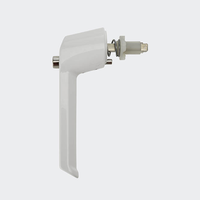 Klamka okienna antywłamaniowa z przyciskiem blokującym 