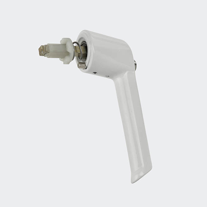 Klamka okienna antywłamaniowa z przyciskiem blokującym 